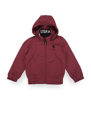 U S Polo Assn Kids Boys Hooded Reversible Jacket