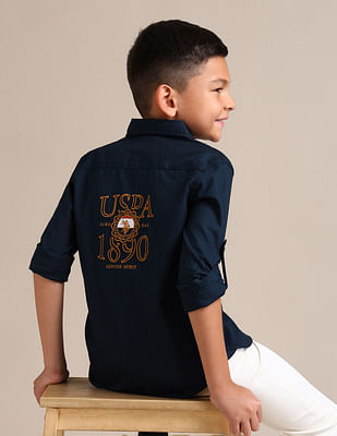 U S Polo Assn Kids Boys Regular Fit Twill Graphic Shirt