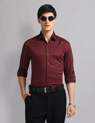 Ad By Arvind Stretch Twill 3 Collar Formal Shirt