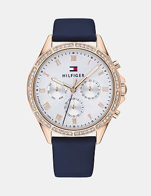 tommy hilfiger blue leather watch