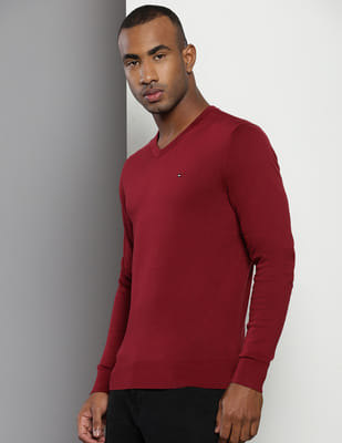 Grey Lambswool V Neck Wool Sweater Mens Buy Tommy Hilfiger V-Neck