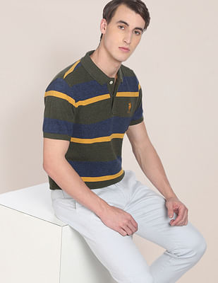 Buy U.S. Polo Assn. Ribbed Collar Horizontal Striped Polo