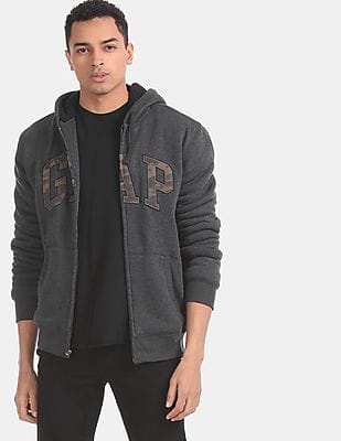 Buy GAP Grey Sherpa Lined Full Zip Hoodie - NNNOW.com