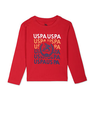 U S Polo Assn Kids Boys Brand Print Cotton T-Shirt