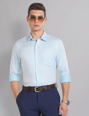 Ad By Arvind Slim Fit Cotton Dobby Evening Shirt