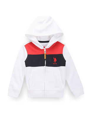 U S Polo Assn Kids Boys Colour Block Hooded Sweatshirt