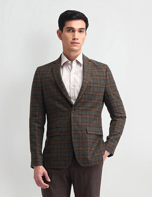 Arrow Single-Breasted Tailored Fit Checked Blazer