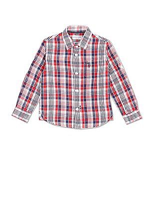 U S Polo Assn Kids Boys Spread Collar Check Shirt