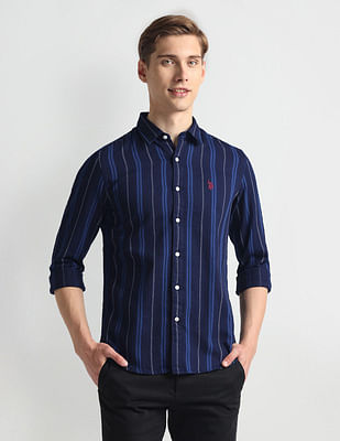 U S Polo Assn Denim Co Vertical Stripe Slim Fit Shirt