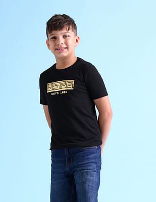 U S Polo Assn Kids Boys Brand Print Cotton T-Shirt