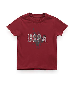 U S Polo Assn Kids Boys Brand Print Cotton T-Shirt