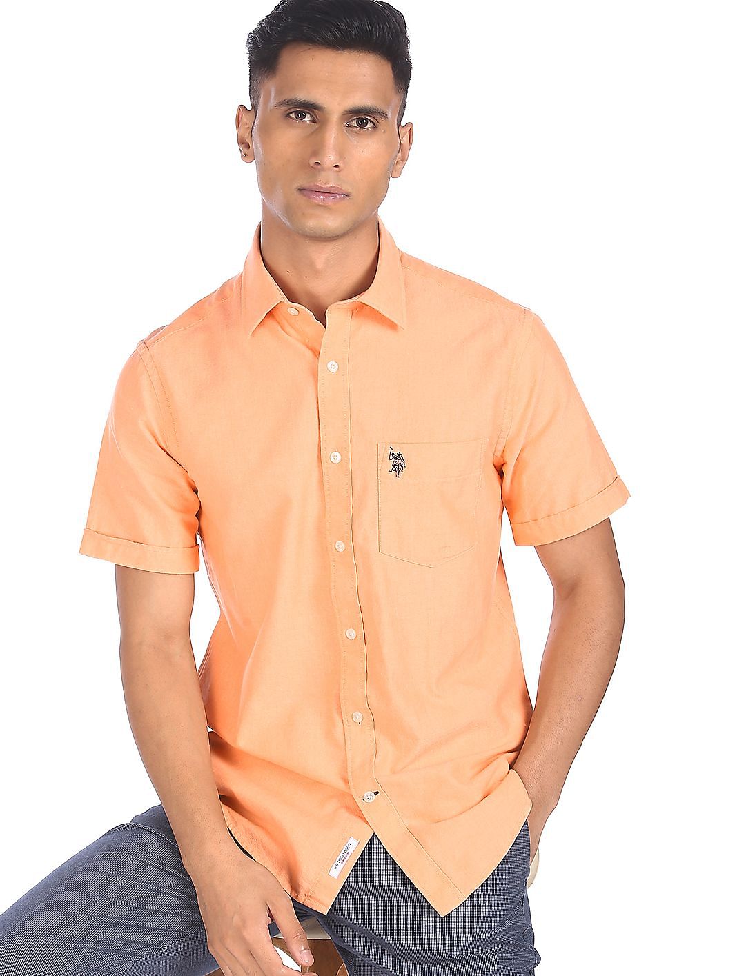 orange polo outfit men