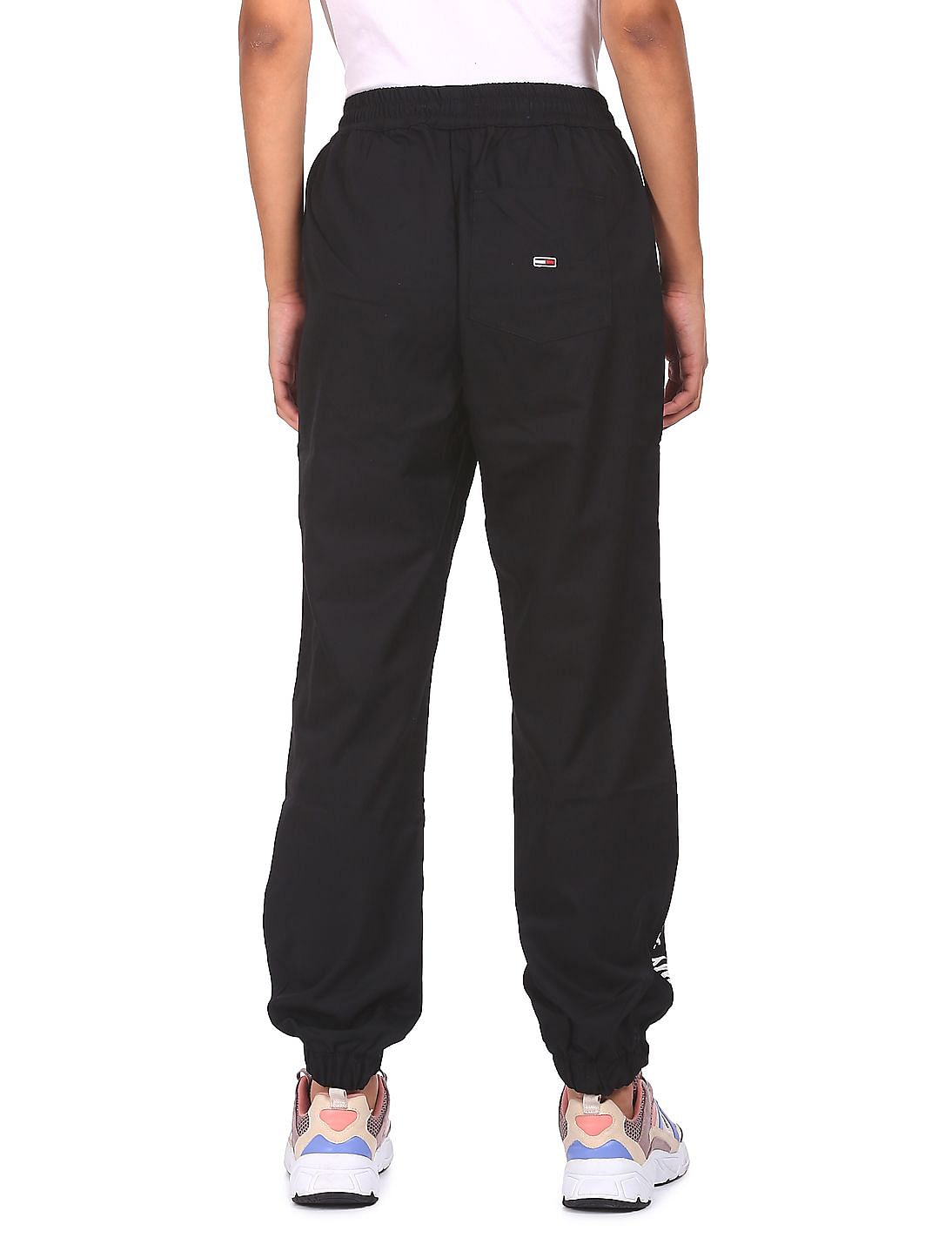 Buy Tommy Hilfiger Women Black Mid Rise Brand Taping Joggers - NNNOW.com