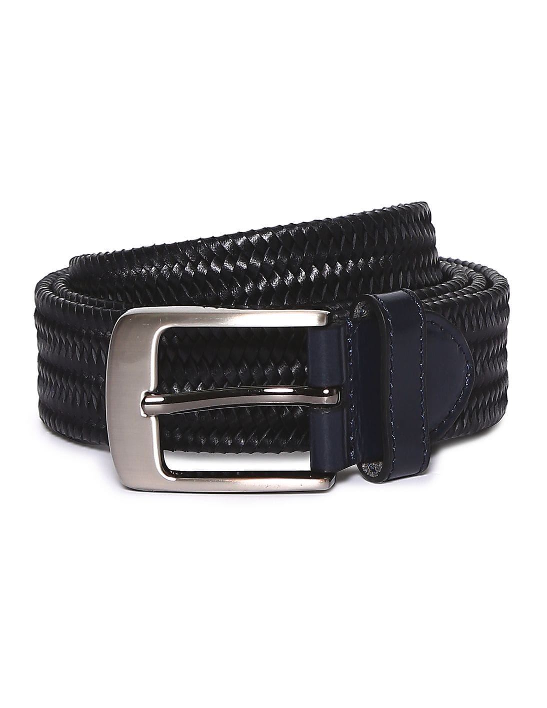 black braided leather belt