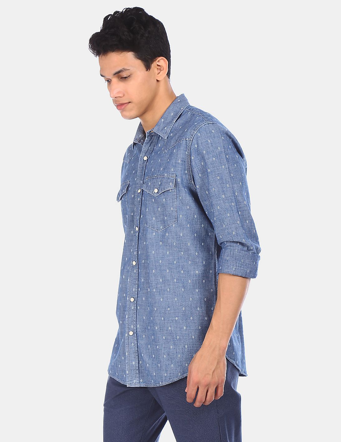 トップス 30s40sBIG Indian brand chambray shirt Amazon.com: Dubinik® Chambray Shirt Men Long Sleeve Cotton