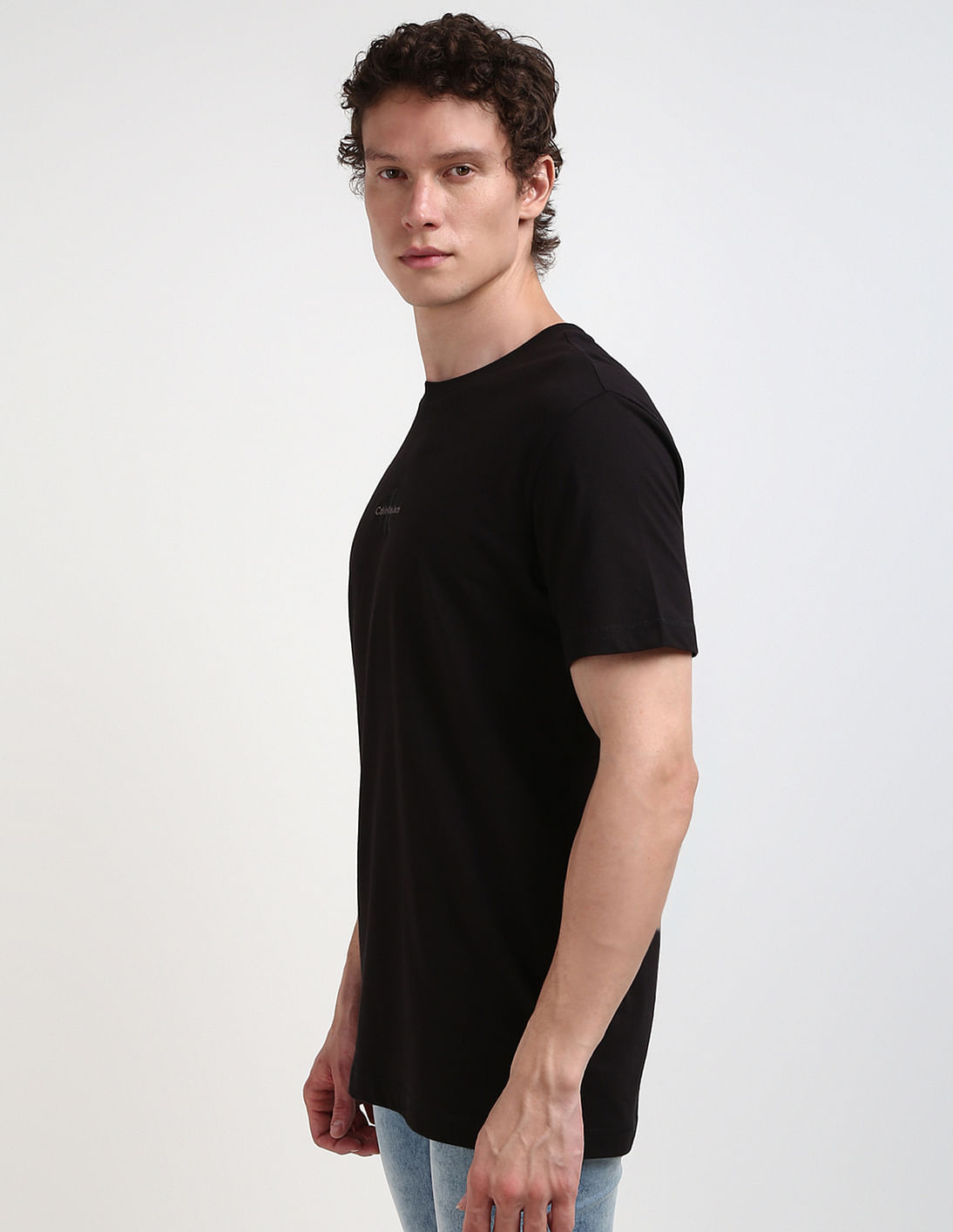Tシャツ・カットソー ^ ^ Women's Charcoal Hero Monologo Crewneck Short Monologo T-Shirt | Calvin Klein