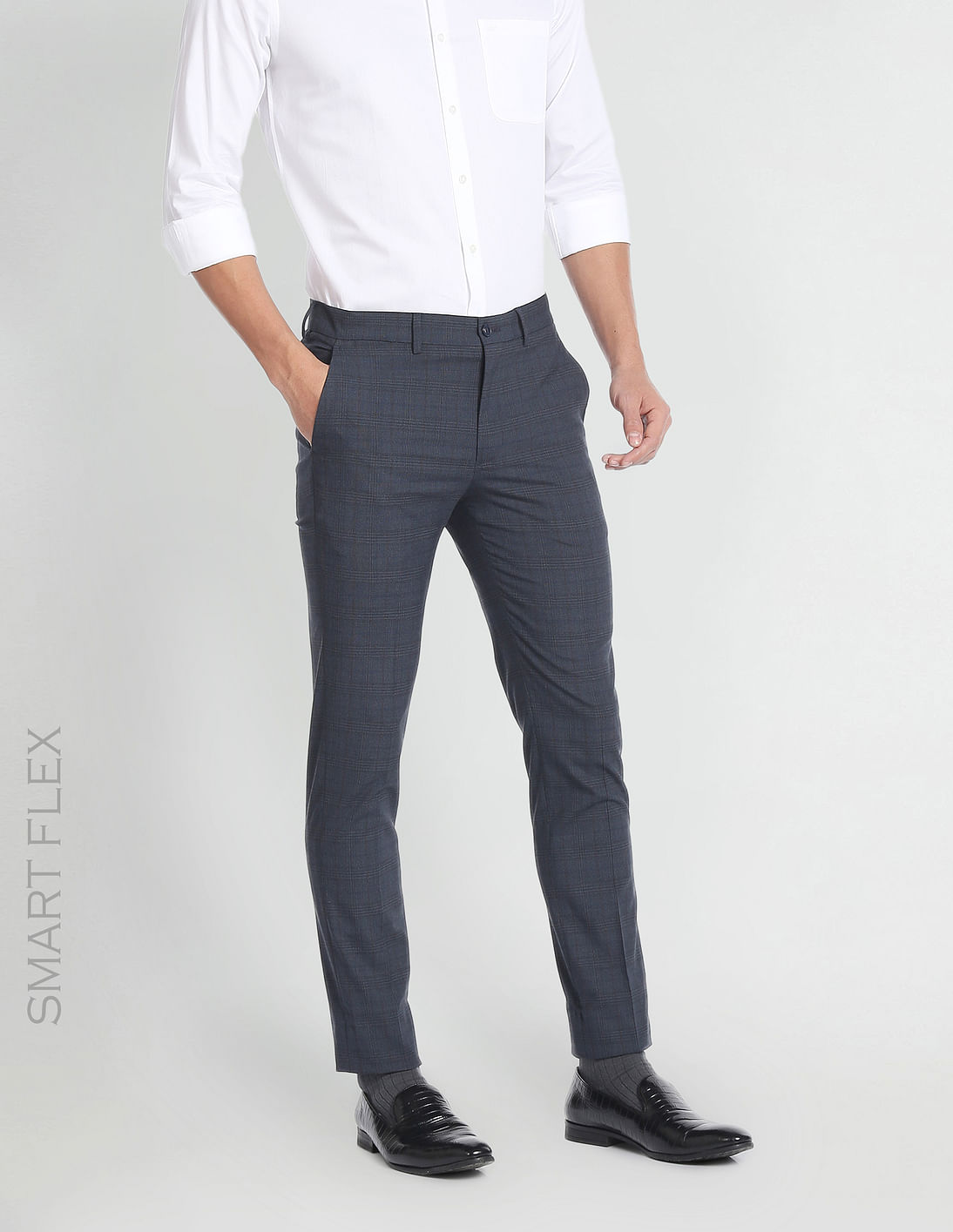 Buy Arrow Newyork Smart Flex Tartan Check Formal Trousers - NNNOW.com