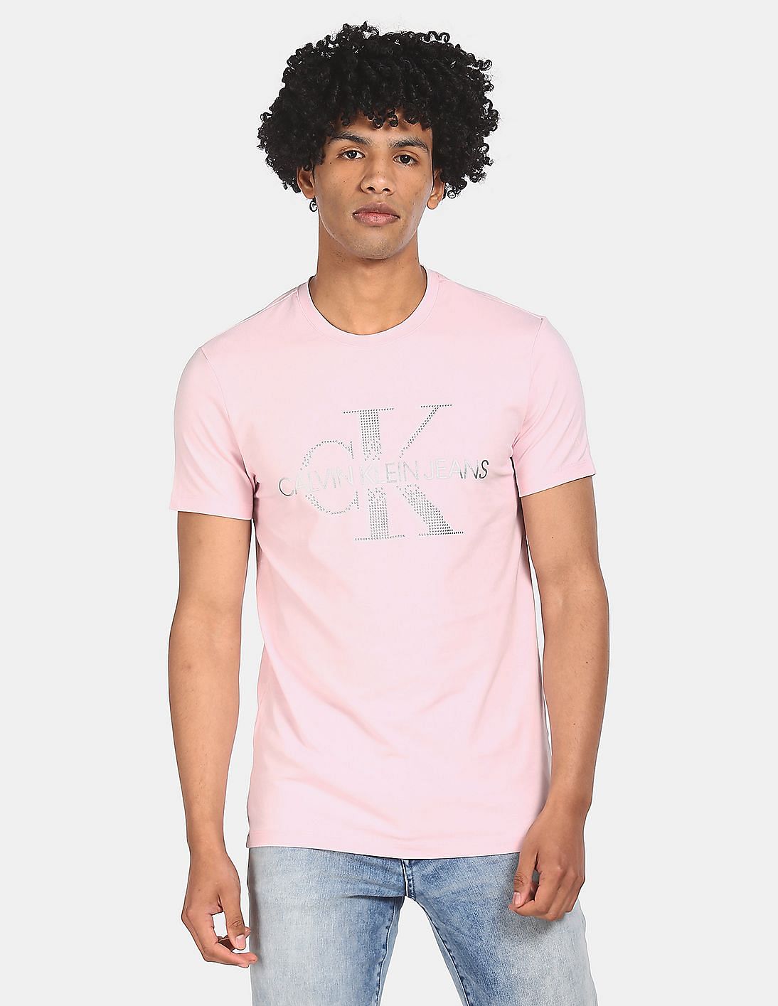 calvin klein mens pink t shirt