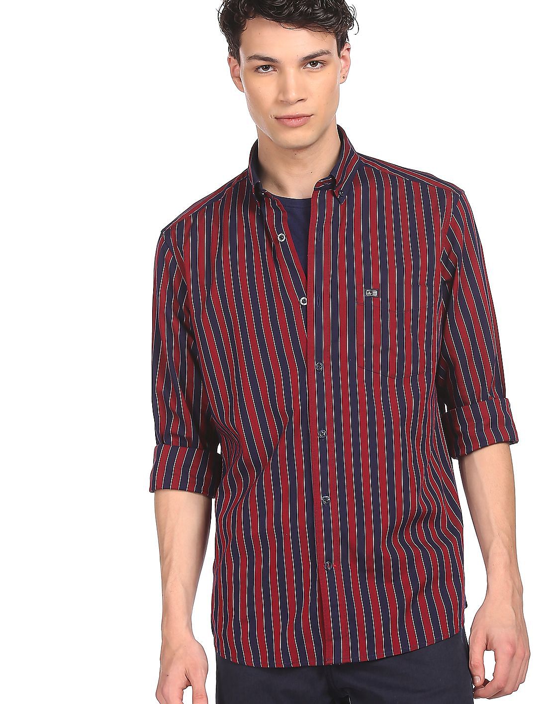 Buy Arrow Sports Button Down Collar Striped Shirt - NNNOW.com