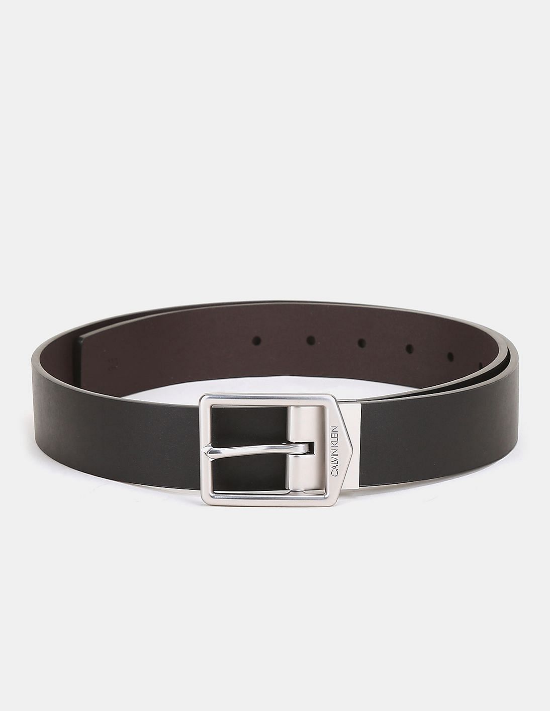 Buy Calvin Klein Men Black Metallic Buckle Leather Belt - NNNOW.com