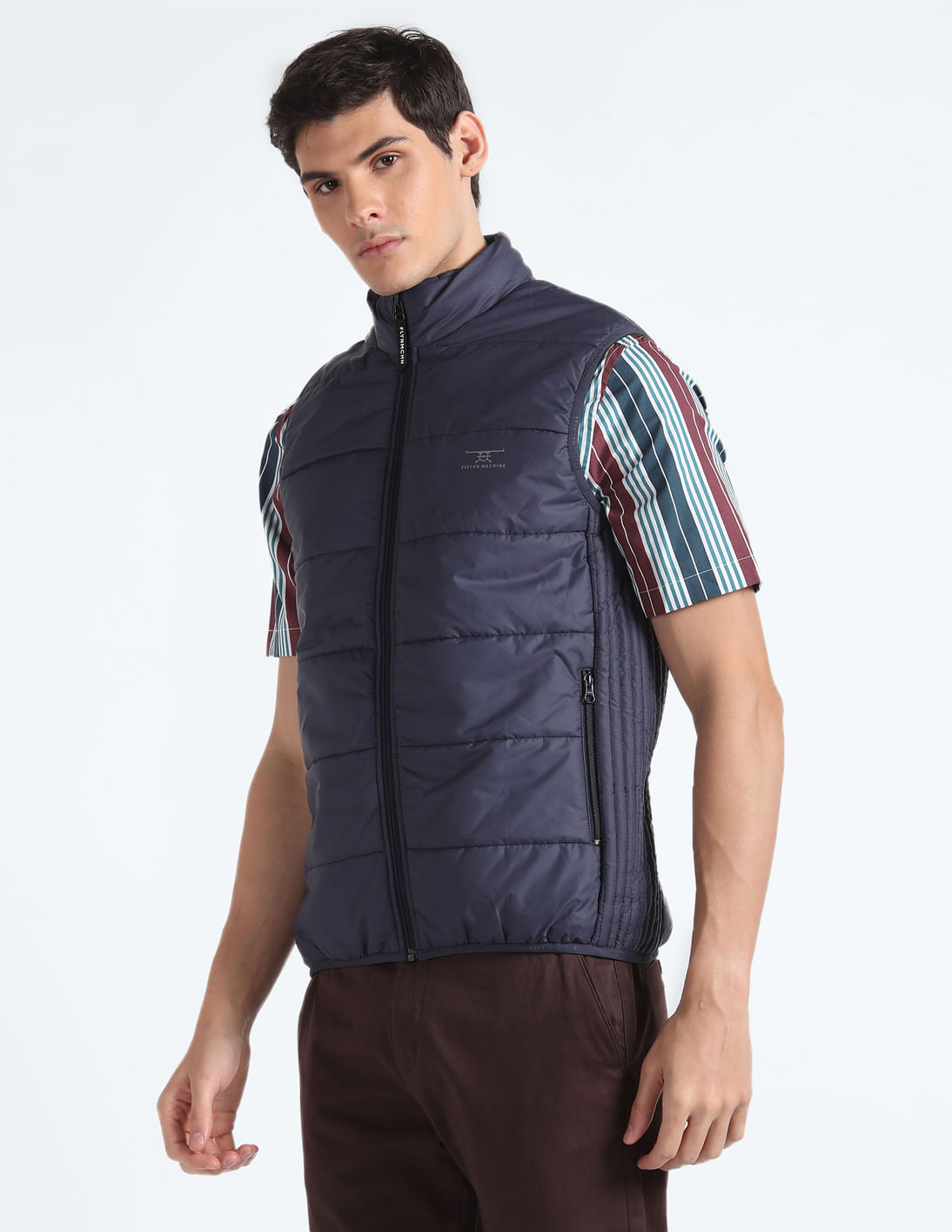 Buy Flying Machine High Neck Sleeveless Jacket - NNNOW.com