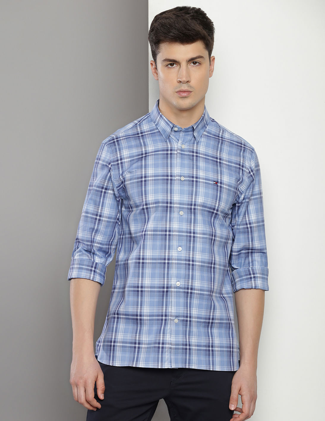 ＜H＞CASHMERE×COTTON CHECK SHIRT Cotton-cashmere Blend Shirt In Check For Men | J.Crew