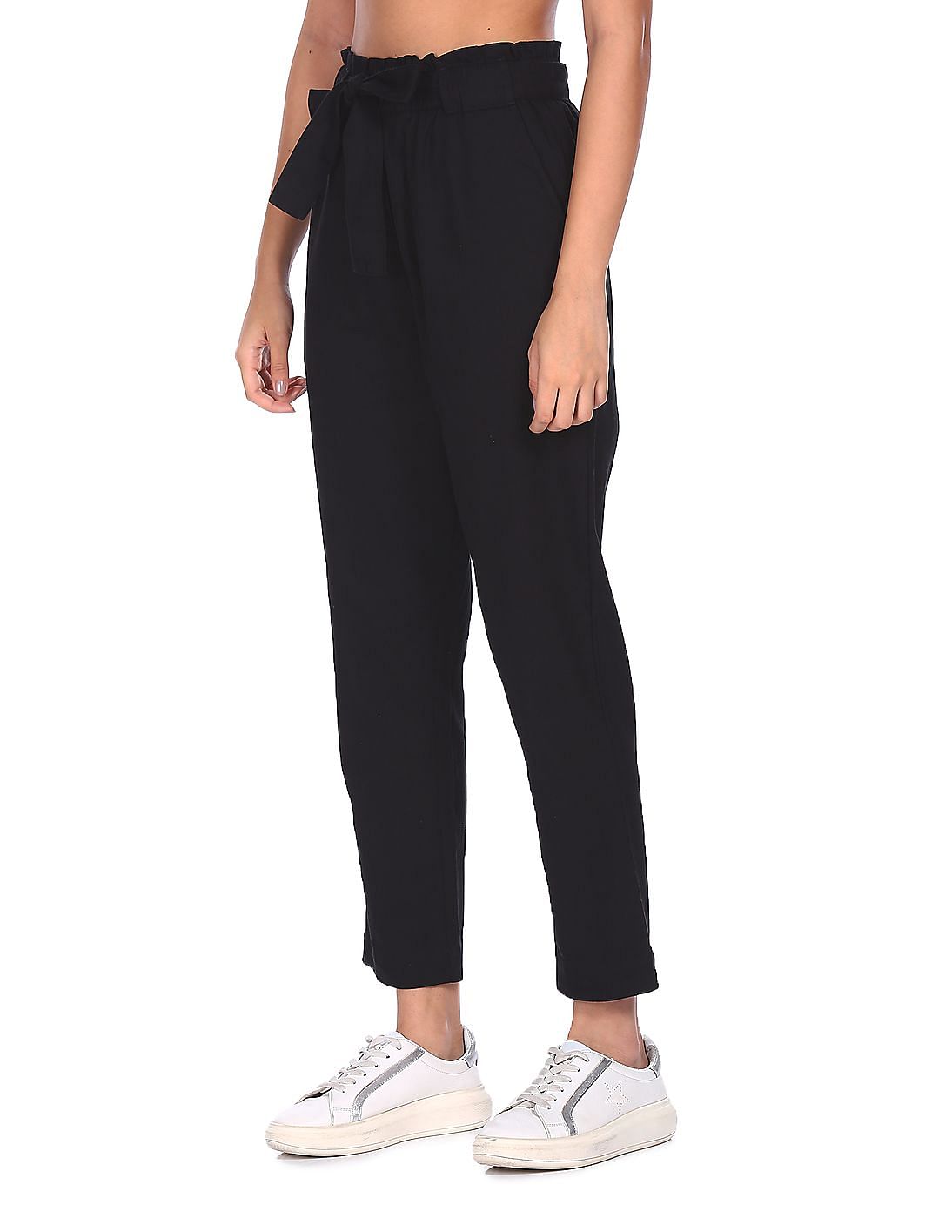 Buy Flying Machine Women Mid Rise Solid Cotton Joggers