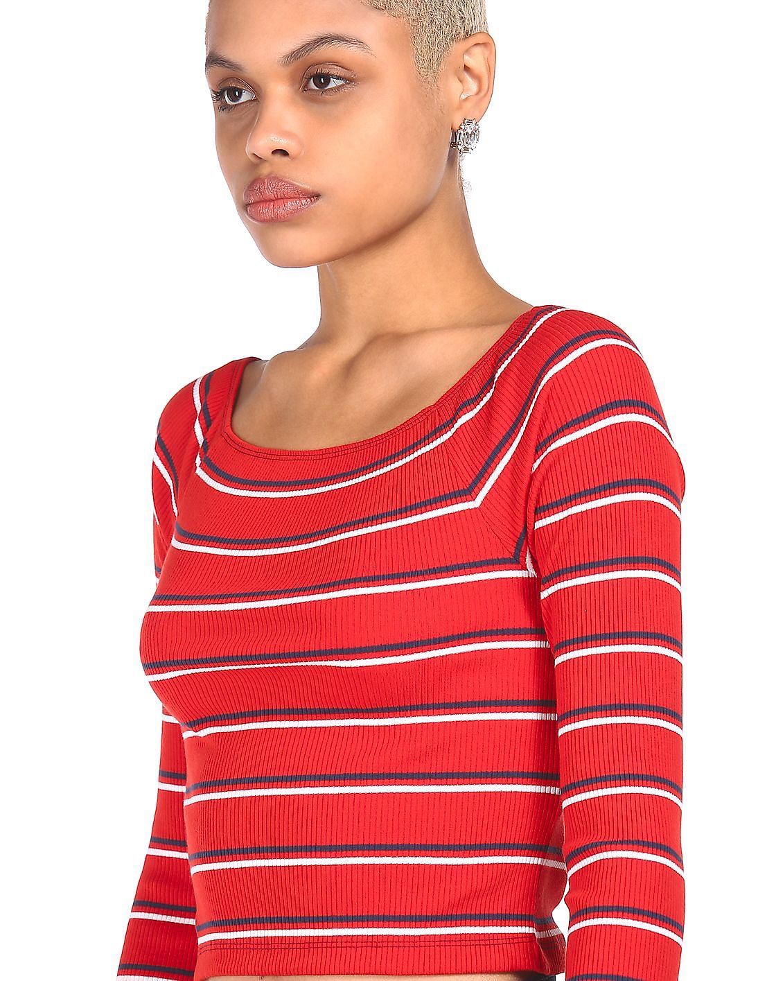 Tommy Striped Red Women Long Hilfiger T-Shirt Buy Sleeve