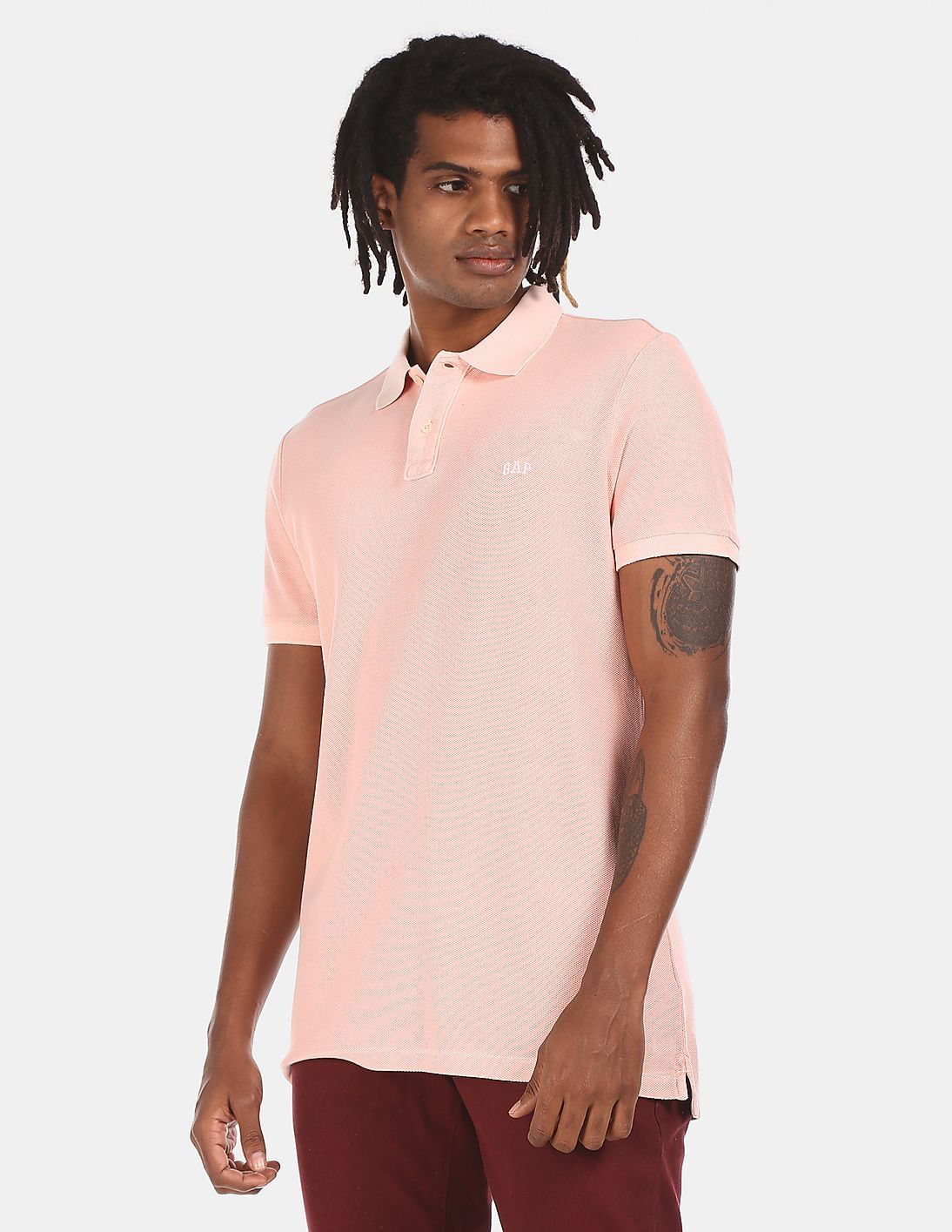 Buy GAP Men Pink Short Sleeve Solid Pique Polo Shirt - NNNOW.com
