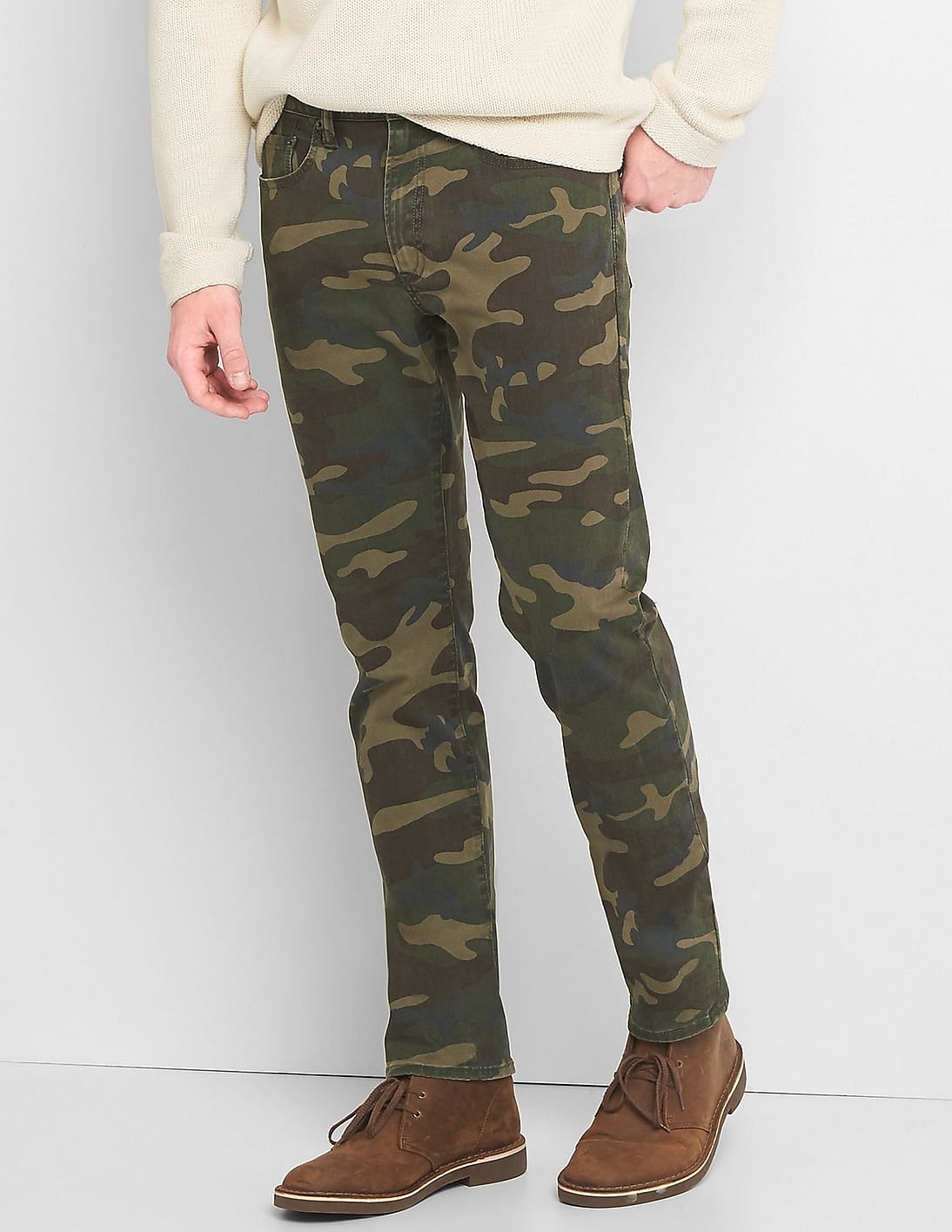 Buy GAP Men Men Green Camo 5-Pocket Slim Fit Pants With GapFlex - NNNOW.com