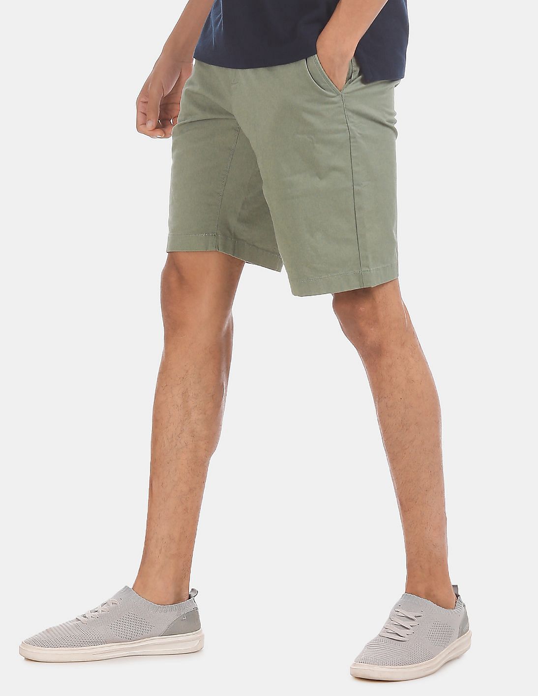 Buy U.S. Polo Assn. Men Green Solid Cotton Stretch Shorts - NNNOW.com