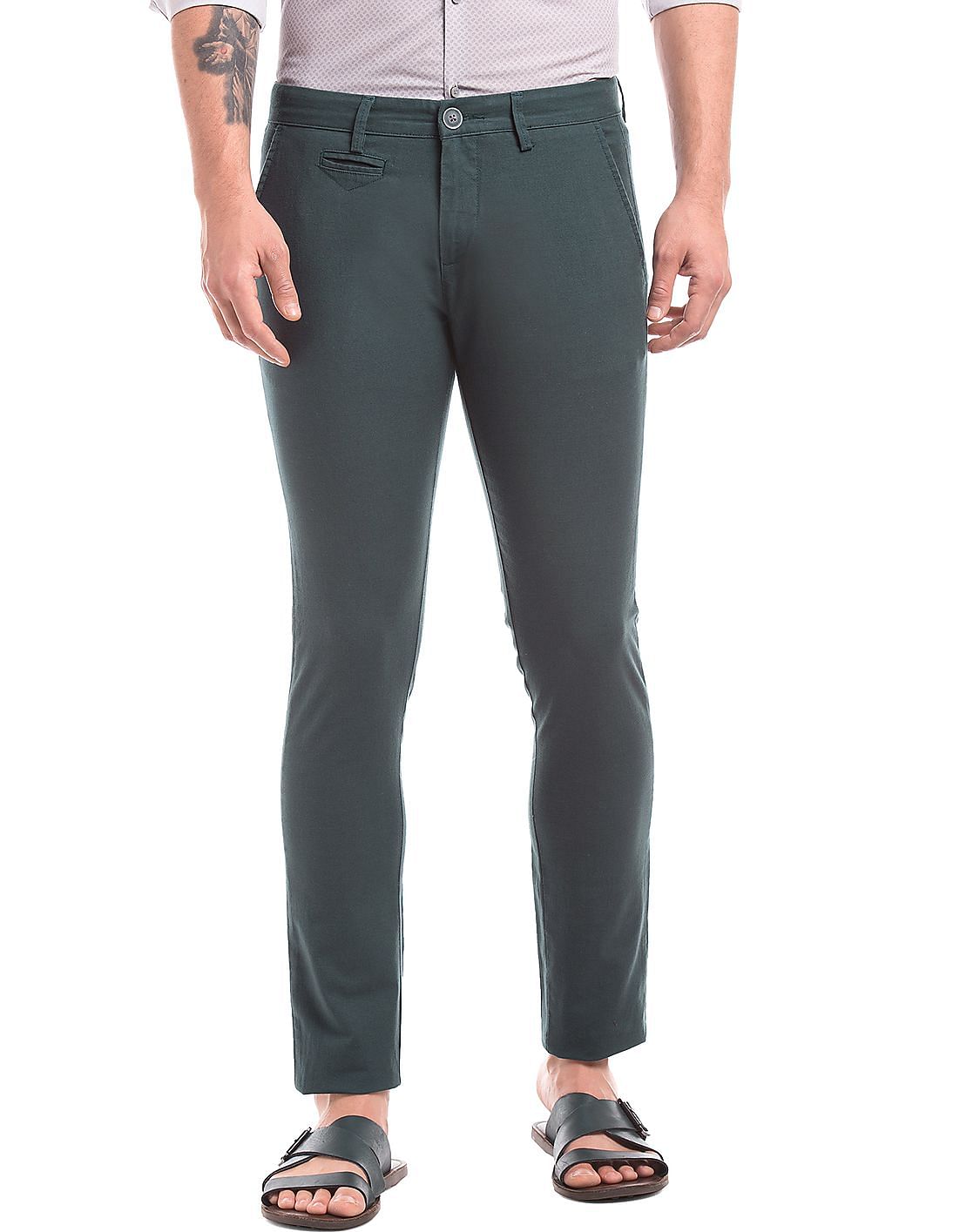 Buy True Blue Men Slim Fit Cotton Spandex Trousers - NNNOW.com