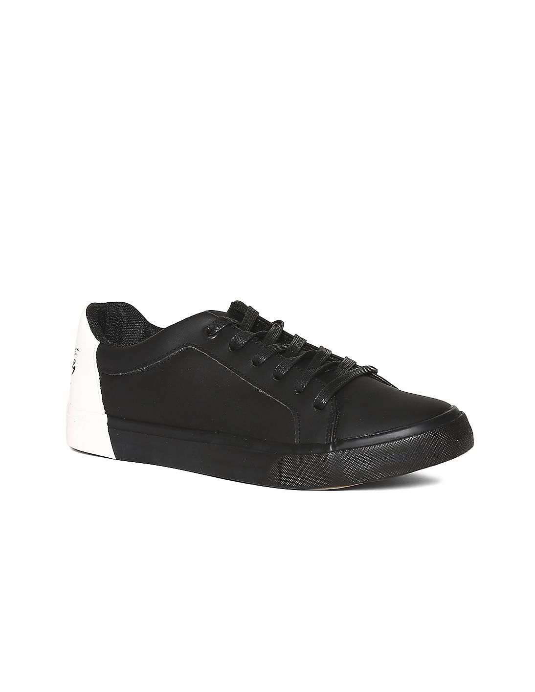 Buy Flying Machine Black Round Toe Mid Top Court Sneakers - NNNOW.com