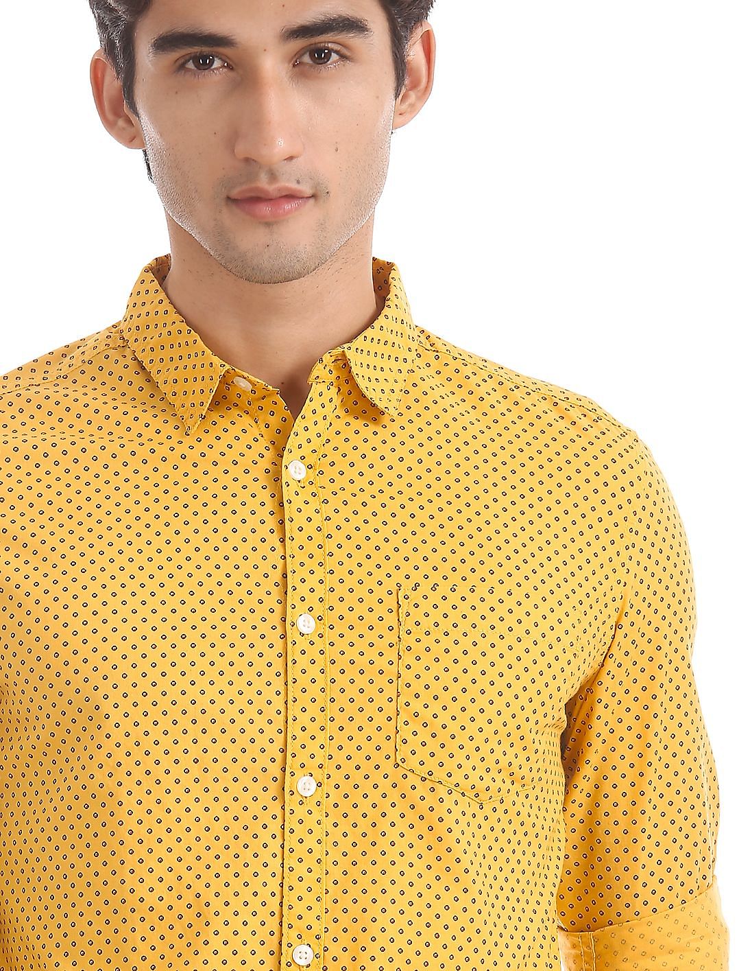 printed yellow shirt