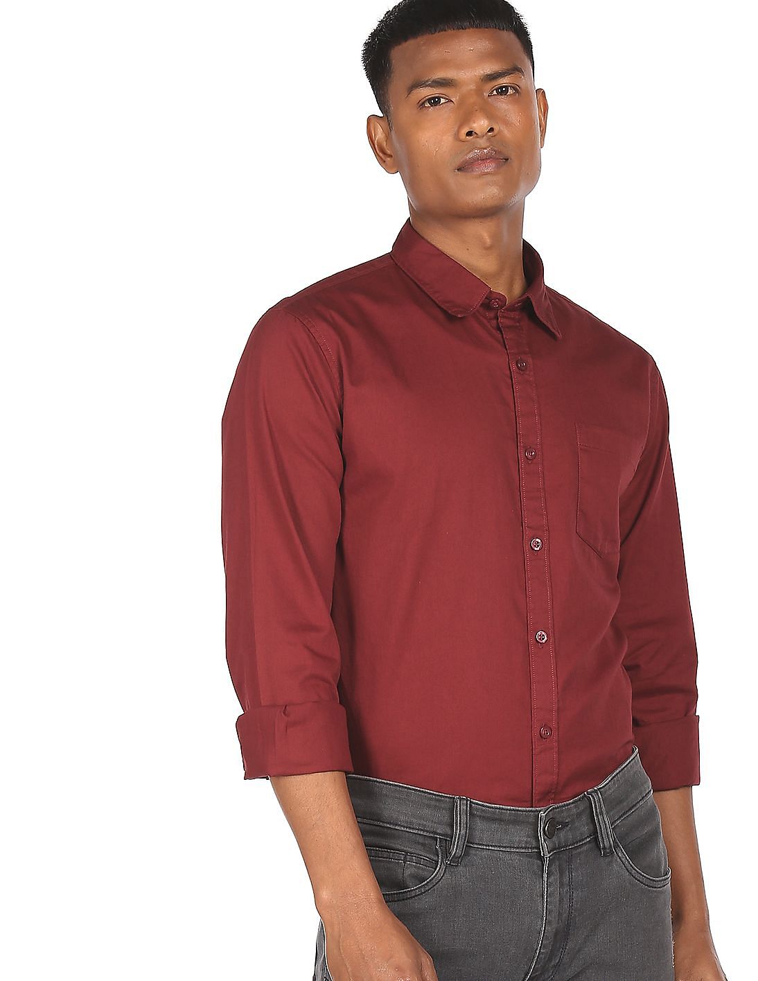 Buy Ruggers Men Maroon Regular Fit Solid Casual Shirt - NNNOW.com