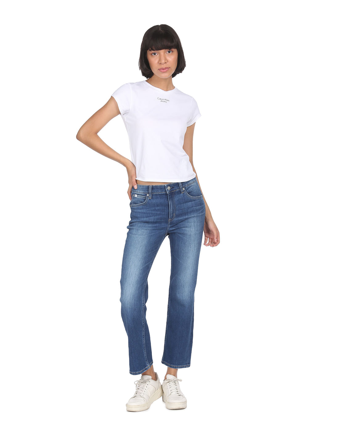 ★ ★ Female mid blue high rise body slim boot fi Buy Calvin Klein Jeans Women Dark Blue Slim Boot High Rise