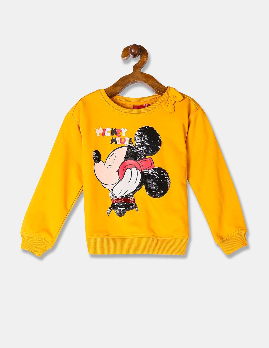 Buy Colt Girls Mustard Mickey Mouse Print Sequin Sweatshirt - NNNOW.com