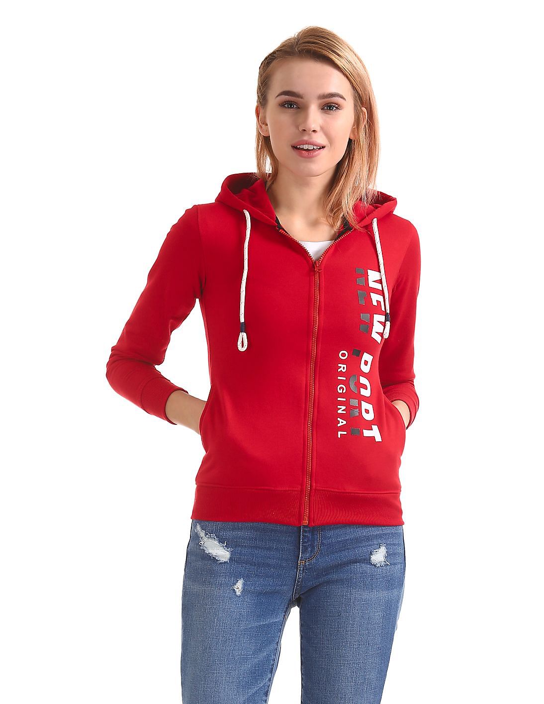 Buy Women Hooded Zip Up Sweatshirt online at NNNOW.com