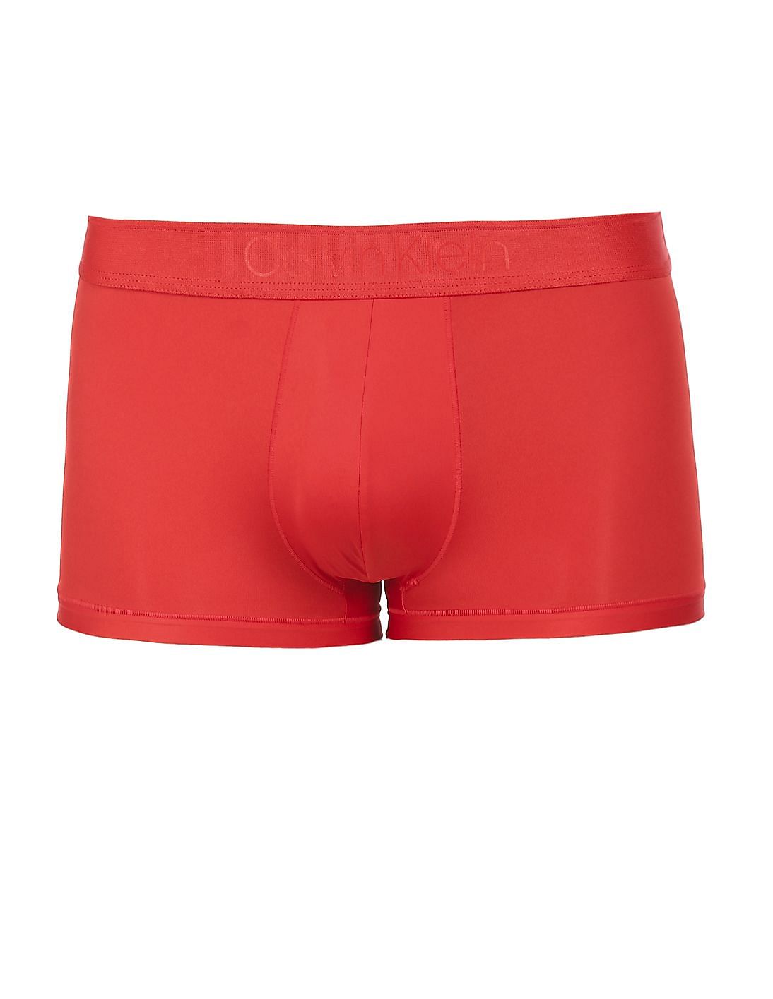 Buy Calvin Klein Underwear Men Red Elasticized Waistband Solid Trunks -  NNNOW.com