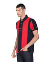 Tommy Hilfiger Men Navy And Red Caldwell Pure Cotton Vertical Stripe Polo Shirt