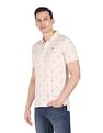 AD by Arvind Geometric Print Cotton Polo Shirt