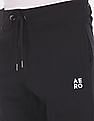 Aeropostale Men Black Drawstring Waist Solid Cotton Joggers