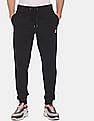 Aeropostale Men Black Drawstring Waist Solid Cotton Joggers