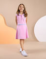 U.S. Polo Assn. Kids Girls Polo Collar Cotton Dress