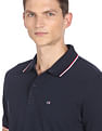 Arrow Sports Striped Collar Pique Cotton Solid Polo Shirt