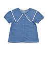 U.S. Polo Assn. Kids Girls Cape Collar Chambray Top