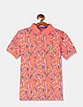U.S. Polo Assn. Kids Boys Orange Leaf Print Pique Polo Shirt