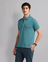 AD by Arvind Patterned Knit Slim Fit Polo Shirt