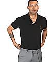 U.S. Polo Assn. Men Black Solid Polo T-Shirt