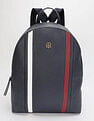 Tommy Hilfiger Striped Blue Pu Backpack